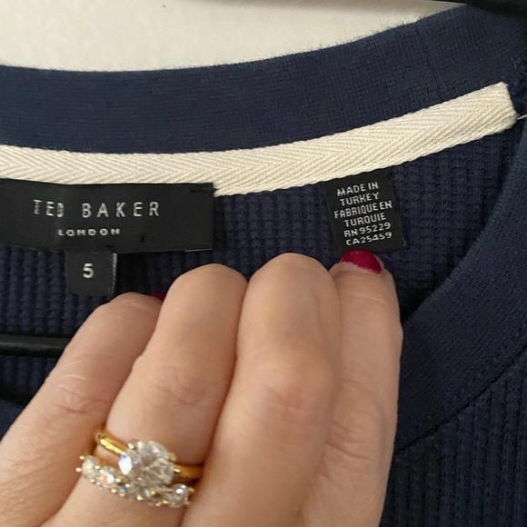 Ted Baker London Navy Blue Waffle Knit Thermal Men’s Size 5 XL Long Sleeves - Picture 4 of 9